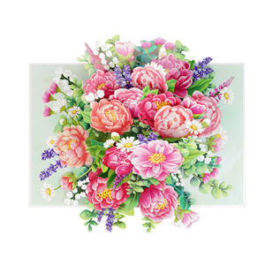 Bulk Supply Pink <b>Peony</b> 3D Pop Up Greeting Cards Manufacturer Direct - Product Image 1