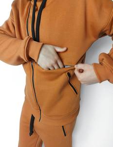 Vêtements de sport pour hommes Survêtement d'hiver 450 GSM Multi-Zipper Hoodie and Sweatpants Respirant Zipper Track Suits Plus Size - Product Image 3