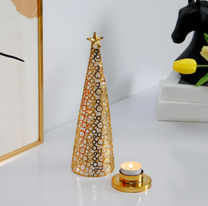 En vrac Métal Or Arbre De Noël Forme Photophore Bougeoir Pièce Maîtresse Pour La Maison Fête De Mariage Décorations De Table - Product Image 5