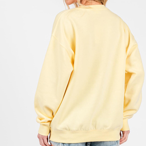 Sweat-shirt décontracté pour femmes, couleur unie, surdimensionné, unisexe, en coton, coréen, sweat-shirts ras du cou vierges, avec logo personnalisé, hauts pullover - Product Image 5