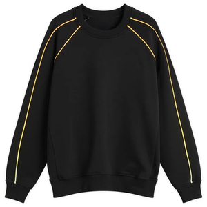 Sudadera Deportiva de Algodón Grueso para Otoño, Corte Holgado, Cuello Redondo, Tejido de Punto, Diseño de Parches, Estampado Digital, Ribete Blanco, Ako - Product Image 1