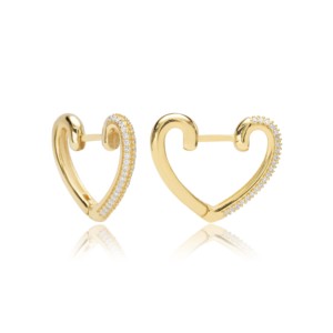 Heart Design CZ Stone Sterling <b>Silver</b> <b>Hoop</b> Earrings Handmade Turkish Wholesale 925 Sterling <b>Silver</b> Jewelry - Product Image 1
