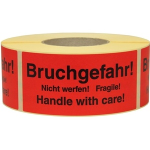 Fragile Warning Stickers 145x70mm <b>Red</b> <b>Paper</b> Do Not Throw - Product Image 1