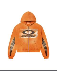 Heavy Cropped Hoodies Street Style Vintage Acid Wash Custom Screen Print Distressed <b>Zip</b>-<b>Up</b> HoodieCustom - Product Image 2