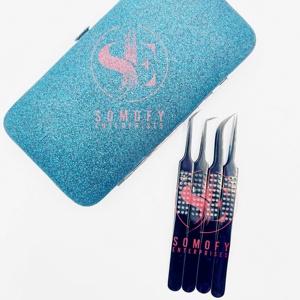 Pince à épiler professionnelle Shine Black Plasma Diamond Grip pour cils, en acier inoxydable durable, 10 mm, pointe lisse et pointue - Product Image 2