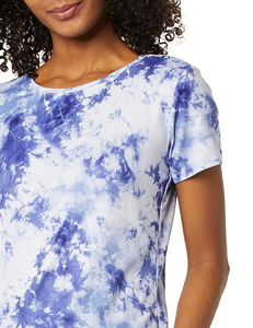 Camiseta de punto con cuello redondo y manga corta, estilo tie-dye, 100% poliéster, con logo personalizado para mujer, precio competitivo 2026 - Product Image 5