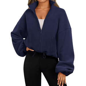 เสื้อครอปมีฮู้ดผู้หญิงเสื้อสเวตเตอร์แบบสวมศีรษะน้ำหนักเบาแขนยาวลำลองนุ่มสบาย - Product Image 1