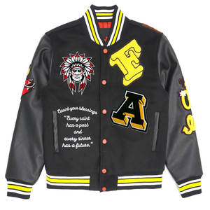 Chaqueta bomber de invierno con bordado de chenilla personalizada de alta calidad para hombre, ropa de calle, patrón de letras, talla grande, grosor fino en la parte delantera - Product Image 1