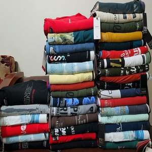 Vente directe d'usine T-shirt à manches courtes en coton 100% solide Taille XS Vêtements imprimés en stock pour femmes et hommes - Product Image 1