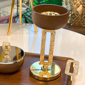 Métal en acier inoxydable plaqué or brillant avec plateau Brûleurs d'encens avec couvercle Fournitures de produits religieux de style arabe - Product Image 6