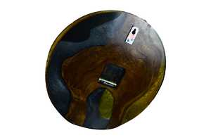 Horloge murale en résine faite à la main-Bois de teck naturel avec design époxy noir et or, décoration intérieure moderne - Product Image 4