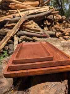 Vaisselle décorative rectangulaire en bois massif véritable naturel, plateau de service à fruits, plateau de service à café, plateau de service à café - Product Image 2