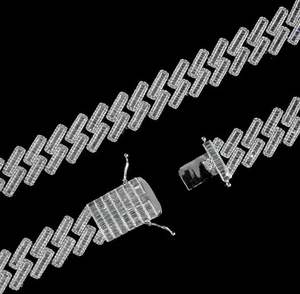 19MM DIAMOND BAGUETTE CUBAN <b>BRACELET</b> IN <b>WHITE</b> <b>GOLD</b> - Product Image 2