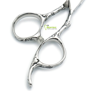 Ciseaux de coupe de cheveux enduits de fleurs personnalisés avec repose-doigt en or Ciseaux de barbier professionnels pour la coupe de cheveux - Product Image 6