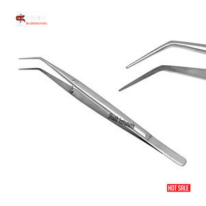 Pince à épiler dentaire professionnelle en acier inoxydable soins bucco-dentaires pince à pansement poignée lisse pointe dentelée manuel dentaire chirurgical - Product Image 1