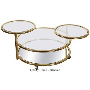 Plateau en marbre blanc avec base métallique polie or Table d'appoint de luxe Table d'appoint exclusive de qualité pour restaurants et cafés - Product Image 5