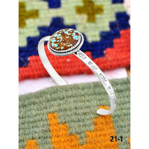 Southwest Handmade No.8 Fashion <b>Cuff</b> <b>Bracelet</b> Turquoise & Sterling <b>Silver</b> Elegant & Stylish - Product Image 2