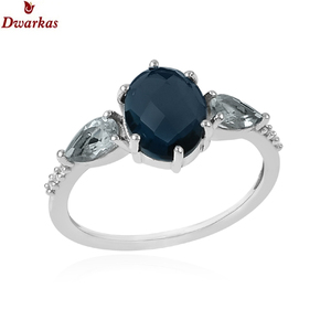 HOT SALE 925เงินลอนดอน Blue Topaz Stone Stone RING - Product Image 1