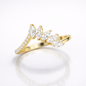 Marquise Cut Moissanite Diamond Wedding <b>Ring</b> Stylish Sterling Silver Band for Brides and Grooms - Product Image 1