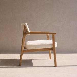 Fauteuil moderne en teck massif avec rembourrage doux, fauteuil minimaliste pour salon et projets hôteliers - Product Image 4