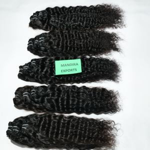 100% Extensiones de cabello humano de templo indio Virgen sin procesar Paquetes de cabello rizado natural de doble trama baratos del proveedor - Product Image 4