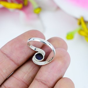 Women's Trendy Silver Plated 925 Sterling Handmade <b>Ring</b> Fine Jewelry With Natural <b>Labradorite</b> Gemstone For Weddings Parties - Product Image 2