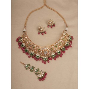 Conjunto de Collar de Novia con Moissanita Chapada en Oro Multicolor, Joyería Fina MO-S124 - Product Image 1
