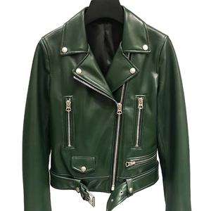 2026 chaqueta de cuero genuino personalizada al por mayor para mujer costuras Premium, manga larga, corte ajustado y logotipo personalizado disponible - Product Image 3