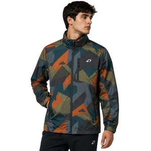Custom Sublimation Geometric Print Windbreaker Men's <b>Jackets</b> <b>Lightweight</b> Outdoor Hiking Coat Zip Front OEM Activewear Supplier - Product Image 1