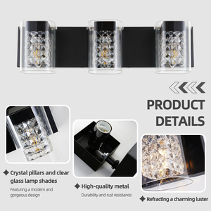 Modern Crystal Wall Lamp 3500K Warm White LED Bathroom Vanity Light <b>E12</b> <b>Bulb</b> Surface Mounted Mirror Lighting Fixture - Product Image 3