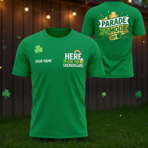 T-Shirt Unisex Personalizzata per San Patrizio, Club dei Scherzi, Grafica Leprechaun, Divertente Quadrifoglio Irlandese Verde, Personalizzabile Promozionale - Product Image 3