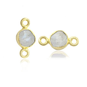 ตัวเชื่อมหินมูนสโตนแบบดิบขนาด6-8มม. คริสตัลอัญมณีธรรมชาติลิงก์เครื่องประดับ birthstone BAIL Link - Product Image 1