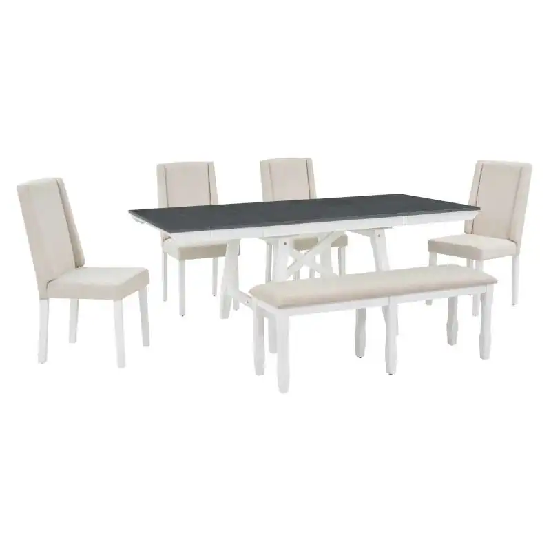 Modern Luxury Wood Dining Table Set with Upholstered Chairs Commercial Restaurant Furniture Wholesale Indoor Furniture