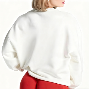 Sudaderas de Cuello Redondo para Mujer, Talla Grande, de Felpa de Algodón Blanco de Punto Grueso, de Lujo Personalizadas, Informales de Invierno, Lisas en la Parte Delantera - Product Image 4
