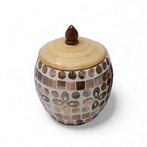 Mother of Pearl <b>Jar</b> Shell Inlay Handmade Decorative <b>Storage</b> Container <b>for</b> <b>Kitchen</b> and Home Use - Product Image 1