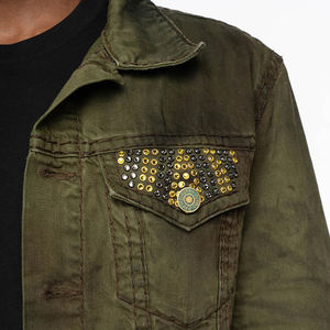 Veste en jean noire sur mesure 2024, nouveau design, veste en jean de qualité supérieure pour hommes, printemps et automne, avec strass, pour adultes - Product Image 6