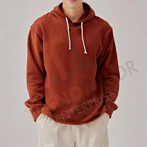 Sudadera con Capucha para Hombre, Otoño Invierno, 100% Algodón de Fibra Larga, Corte Holgado, Cuello Redondo, Color Sólido - Product Image 3