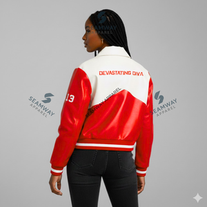 Delta |   Sigma |   Blouson en cuir PU prêt à être expédié de la sororité Theta, blouson bomber pour femme, blouson varsity brodé, blouson racer - Product Image 6