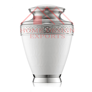 Urnes de pot de cendres humaines en métal fait main fini par nickel dans la conception gravée - Product Image 2