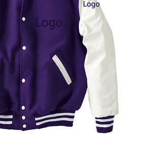 Veste de baseball universitaire unisexe d'hiver à capuche, violette et blanche, avec logo personnalisé, doublure en laine, teinte pour les équipes, les écoles, les clubs - Product Image 4