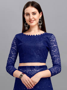 Saree en filet auto-conçu inspiré de Bollywood avec chemisier Robe ethnique pour les fêtes et les mariages/célébrations des femmes - Product Image 3