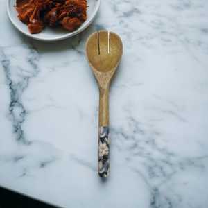 ภาชนะใส่อาหารสุดสร้างสรรค์ที่แกะสลักด้วยมือสีขาวและสีกรมท่าชุดภาชนะอาหารไม้มะม่วงธรรมชาติเป็นมิตรกับสิ่งแวดล้อม - Product Image 2