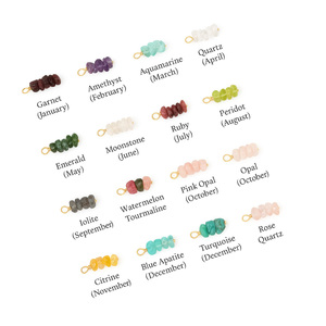 Jetons de pierres précieuses naturelles brutes en plaqué or rose, pendentifs mensuels en pierre pour la fabrication de bijoux - Product Image 6