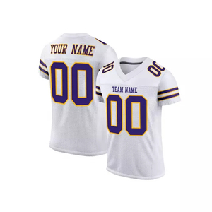 Maillot de football américain personnalisé pour homme, bleu marine et or, sublimé, col en V, manches courtes, respirant, polyester, impression du nom et du numéro de l'équipe - Product Image 6