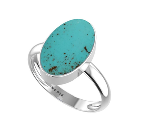 Anillo de Compromiso Unisex de Plata de Ley 925 con Acabado de Alta Calidad, Engaste de Bisel, Turquesa Natural, Formas Ovaladas y de Pera, Estilo Clásico - Product Image 3