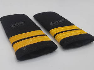 Epaulettes Gaya <span class=keywords><strong>Pilot</strong></span> Kustom Dua Garis Emas Papan Bahu Hitam Aksesori Seragam Aviator Model Slip On - Product Image 4