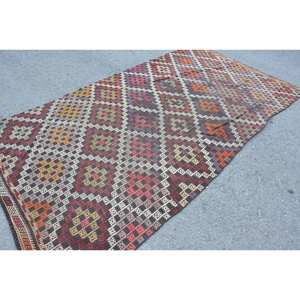 Ethnic Vintage Turkish Rug 5.1 X 9.7ft Classic Brown Patchwork Design Wool Material Latex Large Area Rectangle Hallway for Rooms - Product Image 2