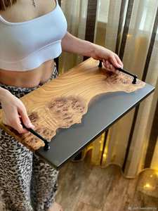 WEGRAN PLATEAU EN RÉSINE EPOXY EN BOIS CARRÉ Fabuleux Design Décoratif pour Servir les Aliments dans la Cuisine Restaurants Usage Domestique - Product Image 2