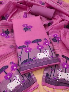 คอลเลกชันใหม่ออกแบบโดยนักออกแบบผ้าไหมแท้ที่มีการพิมพ์บล็อคและเย็บด้วยผ้าใบและสามารถแนบ lehenga choli สามารถขายออนไลน์ - Product Image 2