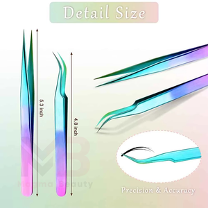 Kits d'outils pour extensions de cils réutilisables et très résistants, instruments de beauté en acier inoxydable, ensemble de pinces à cils - Product Image 5